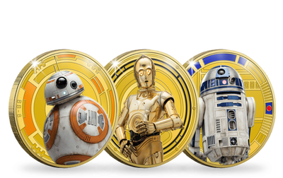 Set de 3 frappes dorées à l'or pur «Star Wars - Les Droïdes »